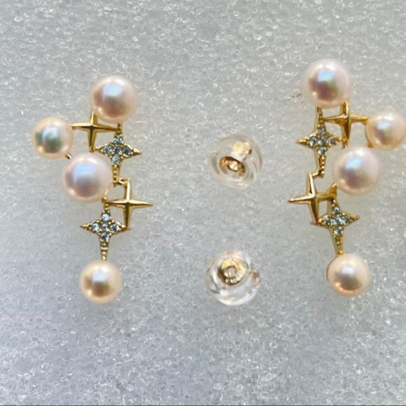 NEW 14K Gold Filled Shining Genuine Freshwater Pearl Stud Earrings - Picture 7 of 10